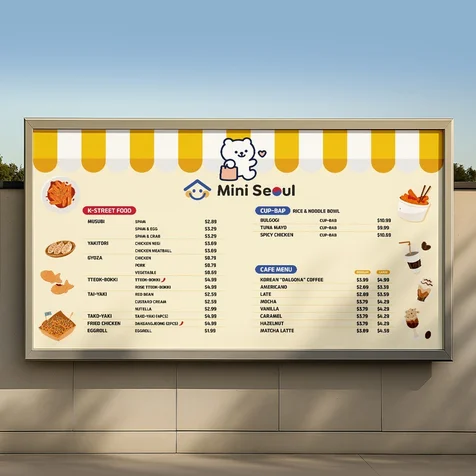 포트폴리오-Mini Seoul - 온라인 오더 포스터 & 메뉴판 디자인