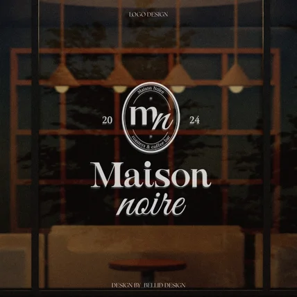 포트폴리오-[메종 누아르] 카페 심플 감성 로고 디자인