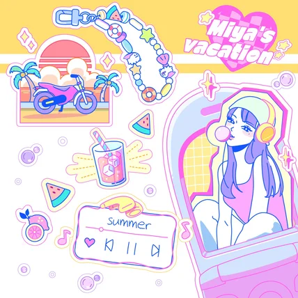 포트폴리오-<<굿즈용 귀여운 스티커/엽서/배경 일러스트 제작해 드려요>>