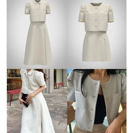 포트폴리오-브랜드 wurin(우린)의 자체제작 트위드셋업 3d 샘플링 및 제작