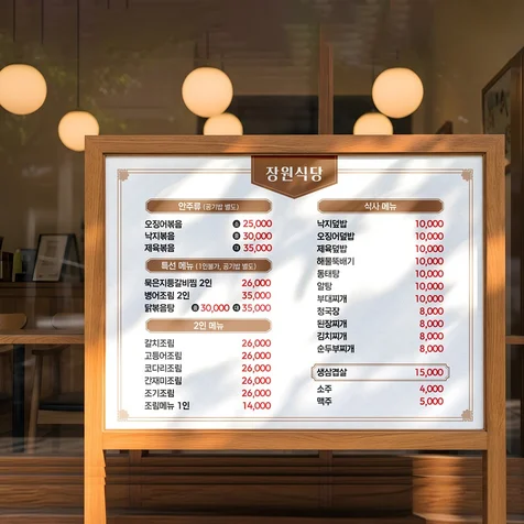 포트폴리오-한식당 벽 메뉴판 디자인