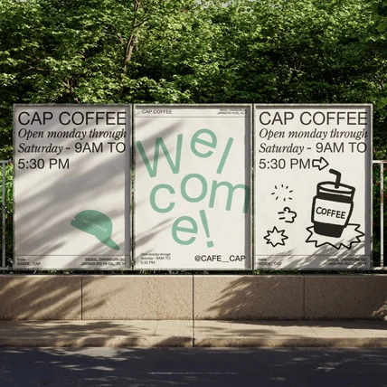 포트폴리오-Cap Coffee 포스터 디자인, 브랜딩