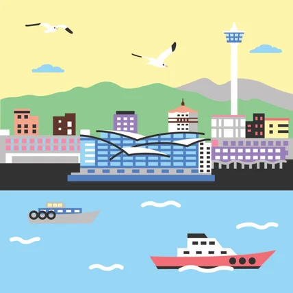 포트폴리오-부산 배경 일러스트