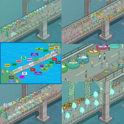 포트폴리오-한강 뚜벅 뚜벅 축제 프리젠테이션을 위한 아이소매트릭 삽화