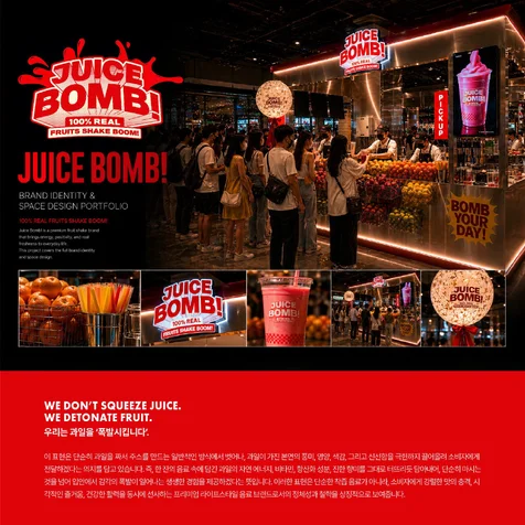 포트폴리오-주스밤 JUICE BOMB | 글로벌 프랜차이즈 음료 브랜드 브랜딩 프로젝트