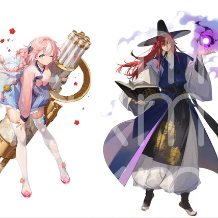 포트폴리오-모바일 게임 신년 남녀 캐릭터 작업