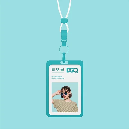 포트폴리오-DGQ | 뉴스레터 마케팅 회사 사원증 | 브랜딩 디자인 로고 브랜드 아이덴티티 가이드
