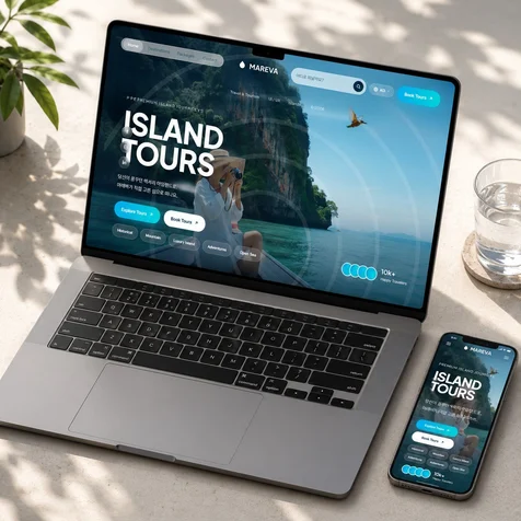 포트폴리오-4개국어 지원 프리미엄 여행 랜딩페이지 / 반응형 제작