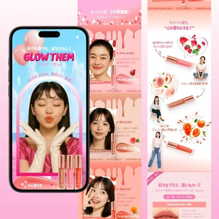 포트폴리오-립글로 상세페이지 일본몰 상세페이지디자인 일본어 상세페이지디자인 뷰티 상세페이지 제작
