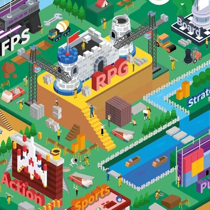 포트폴리오-플레이디온 홈페이지 인트로 아이소매트릭 일러스트