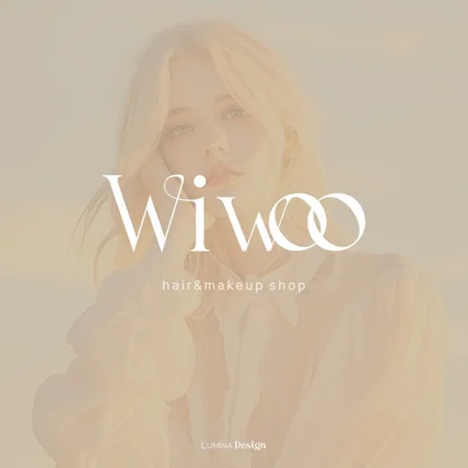 포트폴리오-[헤어메이크업샵] WIWOO l 로고 로고제작 감성로고 이니셜로고 모노그램로고 워드마크형