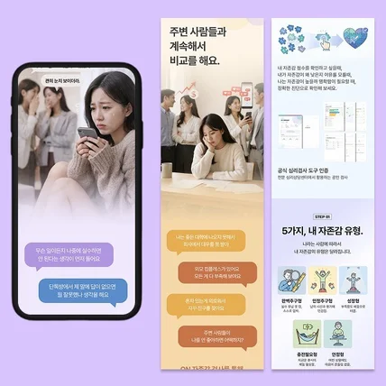 포트폴리오-자존감 심리검사 상세페이지 디자인 + AI 이미지 제작