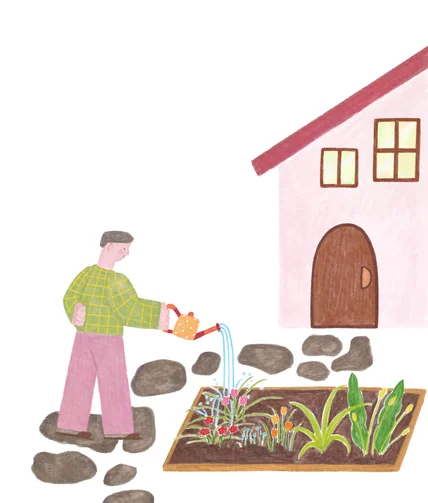 포트폴리오-정원에 할아버지