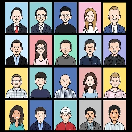 포트폴리오-외국인 단체 캐리커쳐