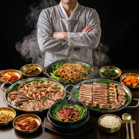 포트폴리오-20년 전통 국내산 흑염소 한식 맛집 메뉴 촬영 후보정 플레이팅 SNS 콘텐츠 패키지 제작