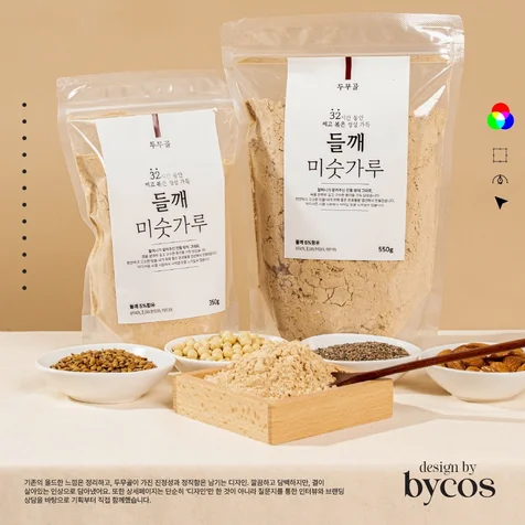 포트폴리오-[브랜드디자인] 두무골 미숫가루 제품패키지부터 상세페이지, 엽서까지!