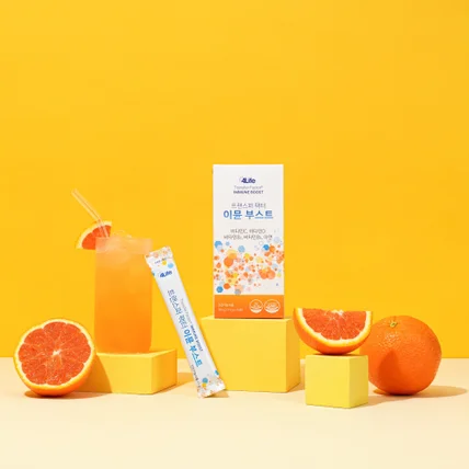 포트폴리오-비타민 건강기능식품 면역력 제품사진 [촬영/보정], 오렌지 활용한 스타일링까지