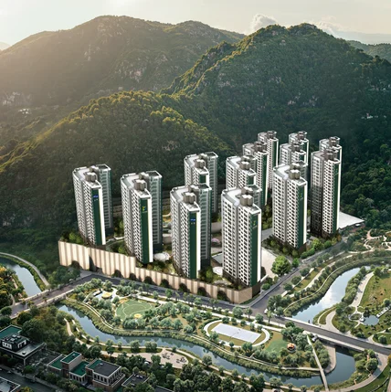 포트폴리오-아파트 조감도 작업