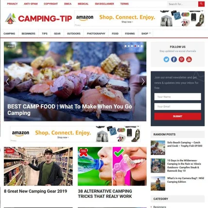 포트폴리오-아마존 제휴 마케팅 웹사이트 : 캠핑