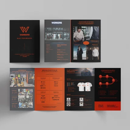 포트폴리오-[리플렛/4단접지] 강렬한 색상대비와 체계적인 그리드 디자인