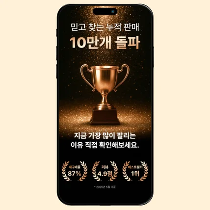 포트폴리오-상세페이지 디자인 누적판매량 숫자 트로피 디자인