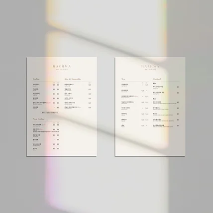 포트폴리오-[메뉴/가격표] 카페 커피숍 음료안내 메뉴판디자인