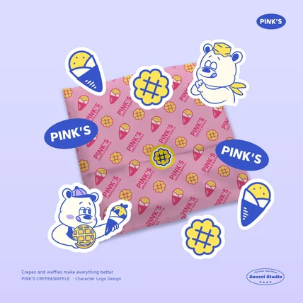 포트폴리오-PINK'S CREPE & WAFFLE  _핑크스 크레페 & 와플 캐릭터로고