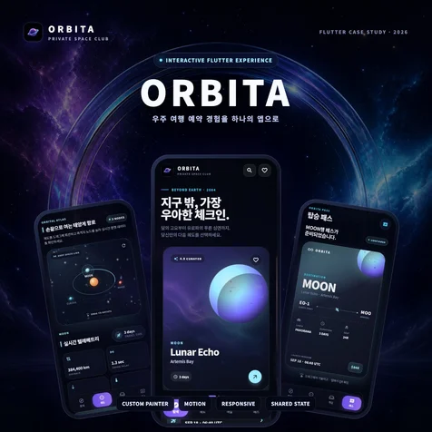 포트폴리오-Flutter 인터랙티브 우주여행 예약 앱 ORBITA