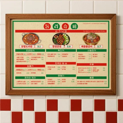 포트폴리오-레트로 술집 메뉴판 제작