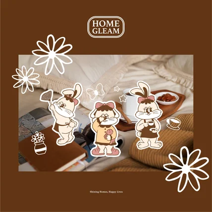 포트폴리오-'홈글림(HOMEGLEAM)' 생활용품샵 리빙샵 캐릭터로고디자인