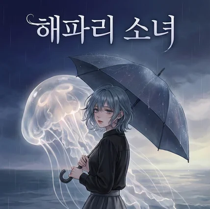 포트폴리오-[웹소설 표지] 해파리소녀 몽환적 일러스트 표지 제작