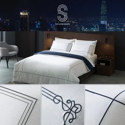 포트폴리오-"소노시즌" 호텔형 침구 자수 디자인 - 모던 엣지/모던 스퀘어/모던 크로스