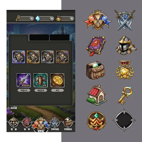 포트폴리오-모바일 RPG, UI/UX 게임아이콘 디자인 작업