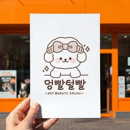 포트폴리오-멍빨털빨 반려견 미용업 캐릭터 로고제작
