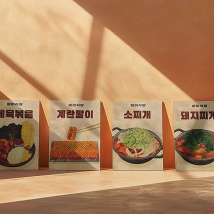 포트폴리오-가게 레트로 스타일 손그림 메뉴 포스터 디자인