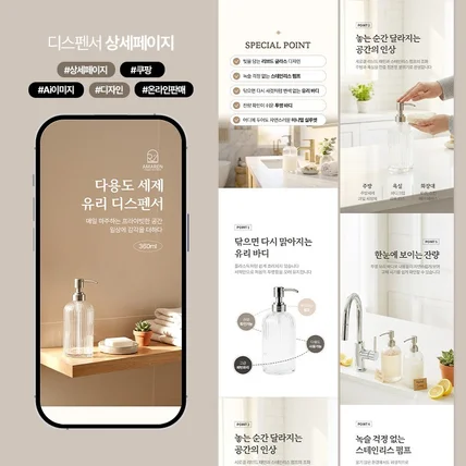 포트폴리오-클래식 글라스 디스펜서 상세페이지 디자인