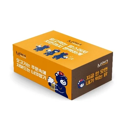 포트폴리오-맘스터치 x OB맥주 콜라보레이션 치킨박스 디자인