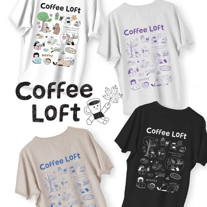 포트폴리오-COFFEE LOFT 카페 티셔츠 디자인