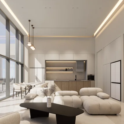 포트폴리오-오피스텔 인테리어 디자인 샘플 [거실&주방&집무실]