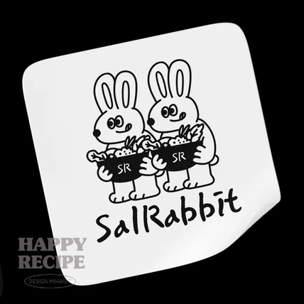 포트폴리오-샐러드카페 [SalRabbit] 캐릭터 드로잉 로고 디자인