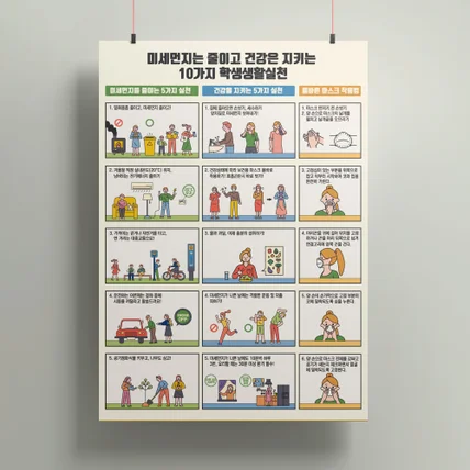 포트폴리오-'미세먼지는 줄이고 건강을 지키는 10가지 학생생활실천' 홍보포스터