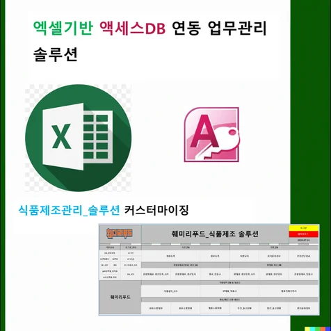 포트폴리오-엑셀 Access DB 연동 식품제조 생산 원료수불관리 솔루션
