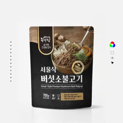 포트폴리오-서울식버섯소불고기 밀키트 파우치 패키지 디자인