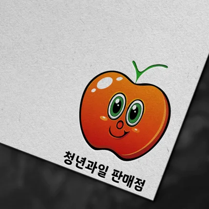 포트폴리오-사과 빈티지 캐릭터 로고 제작