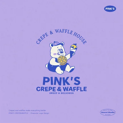 포트폴리오-PINK'S CREPE & WAFFLE  _핑크스 크레페 & 와플 캐릭터로고