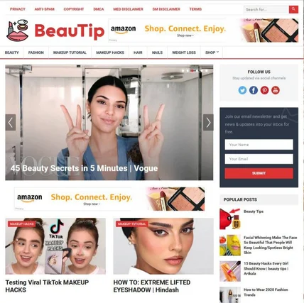 포트폴리오-아마존 제휴 마케팅 웹사이트 : 뷰티/미용