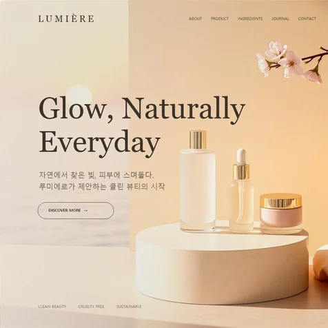 포트폴리오-감성 클린뷰티 화장품 브랜드 홈페이지 제작 (LUMIÈRE)