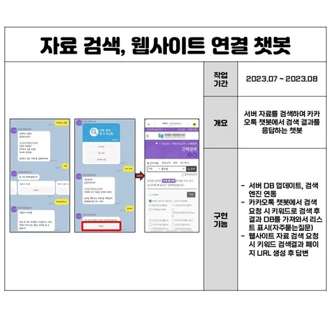 포트폴리오-자료 검색, 웹사이트 연결 챗봇