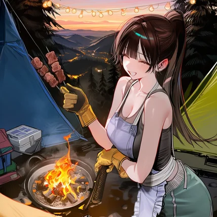 포트폴리오-캠핑 소녀 일러스트 디자인